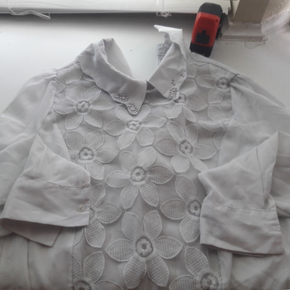White long-sleeve silk shirt